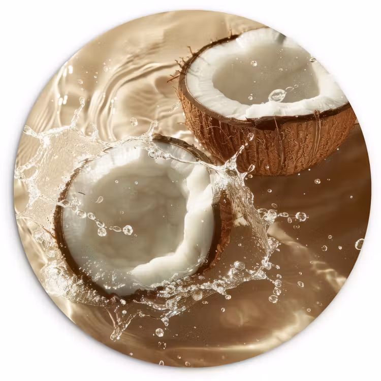 Kokosnoot - Water - Beige - Spetters Wandcirkel kunststof plaat 5mm dik klein -3d