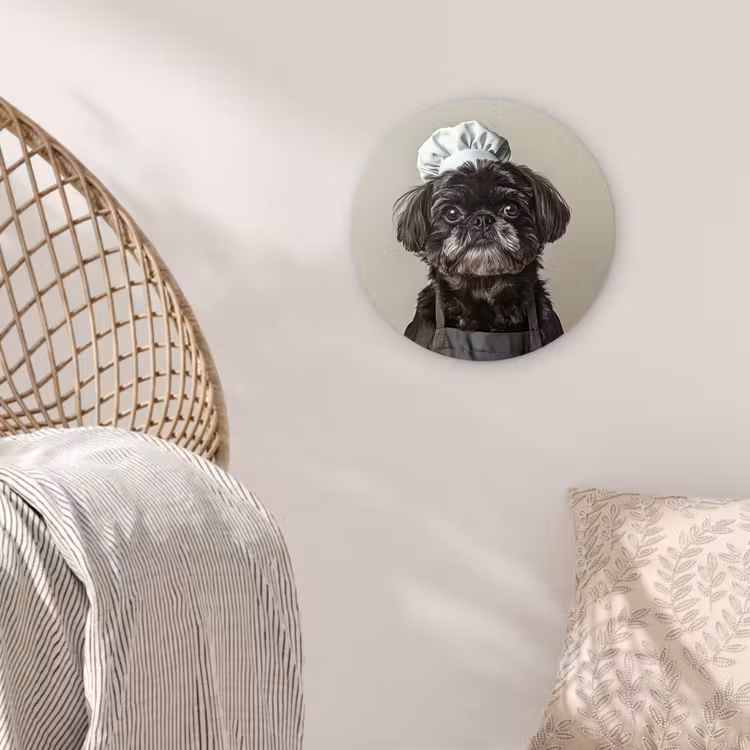 Kokskleding - Zwart - Hondje Wandcirkel kunststof plaat 5mm dik klein -sfeer5