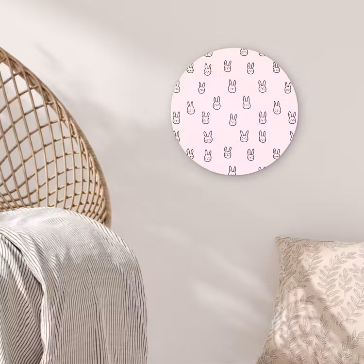 Konijnen - Minimalistisch - Roze Wandcirkel kunststof plaat 5mm dik klein 188 -sfeer5