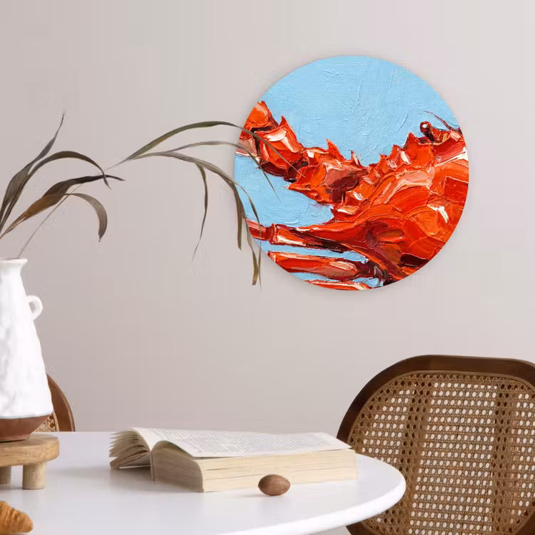 Krab - Zee - Dieren - Abstract - Rood Wandcirkel kunststof plaat 5mm dik klein -sfeer4