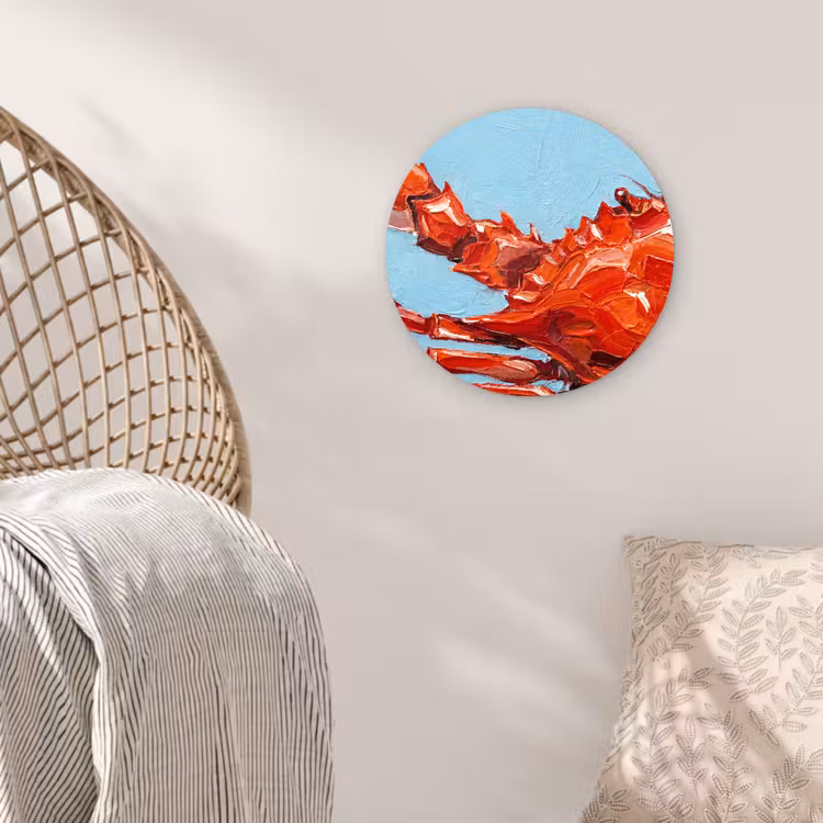 Krab - Zee - Dieren - Abstract - Rood Wandcirkel kunststof plaat 5mm dik klein -sfeer5