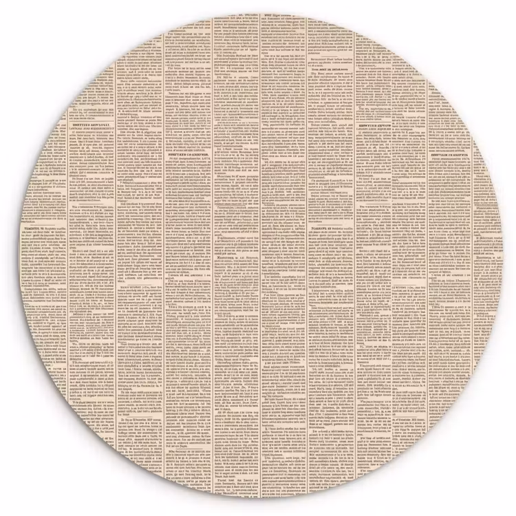 Krant - Nieuws - Historisch - Vintage - Beige Wandcirkel kunststof plaat 5mm dik klein -3d