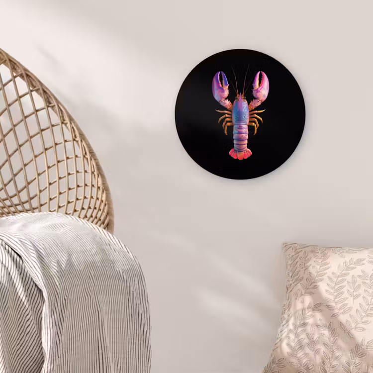 Kreeft - Paars - Roze - Zwart - Stippen - Lila Wandcirkel kunststof plaat 5mm dik klein -sfeer5
