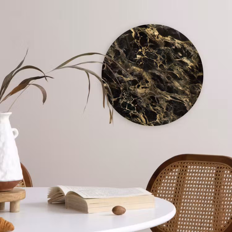 Kristal - Goud - Zwart - Marmer Wandcirkel kunststof plaat 5mm dik klein 188 -sfeer4