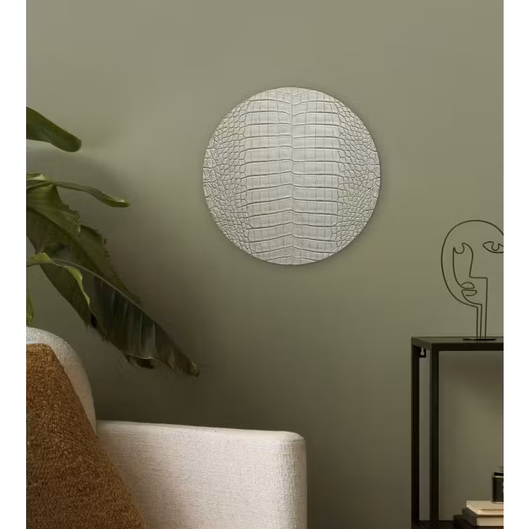 Krokodillenleer - Schubben - Groen Wandcirkel kunststof plaat 5mm dik klein -sfeer3