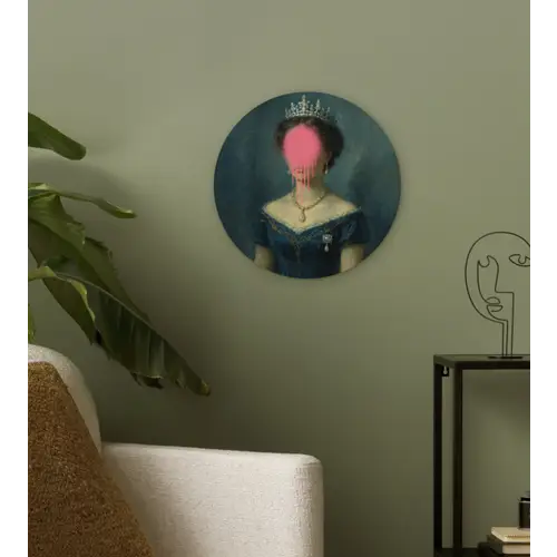 Kroon - Roze druipend verf - Portret Wandcirkel kunststof plaat 5mm dik klein -sfeer3