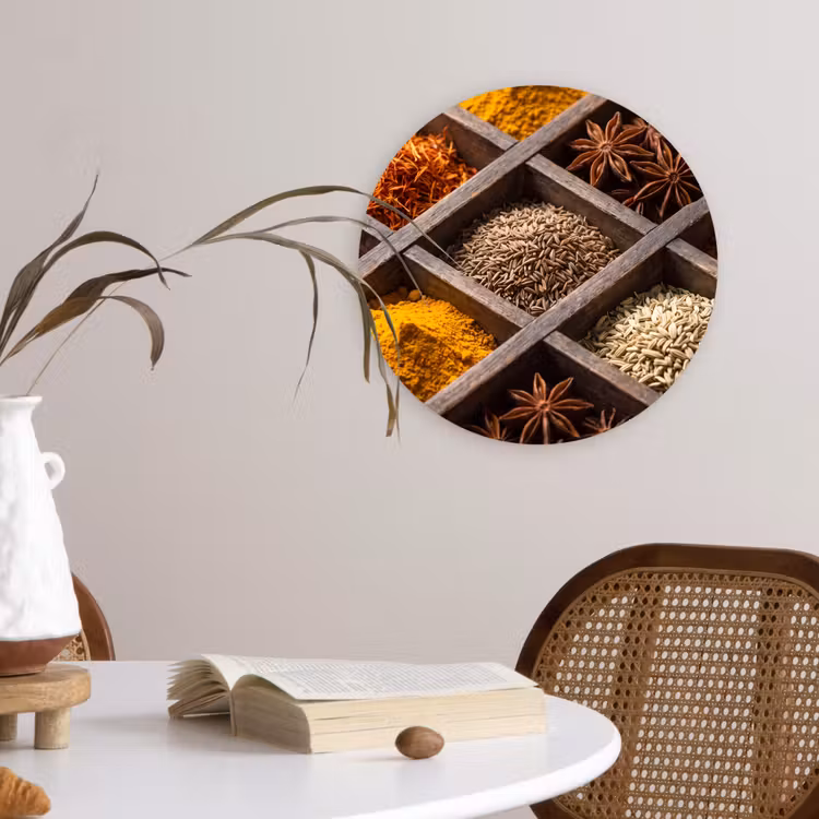 Muurcirkel - Kruiden - Houten - Eten - Kruiden - Houten - Eten Wandcirkel kunststof plaat 5mm dik klein