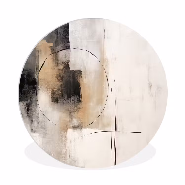 Kunst - Abstract - Grijs - Industrieel Wandcirkel kunststof plaat 5mm dik klein -3d