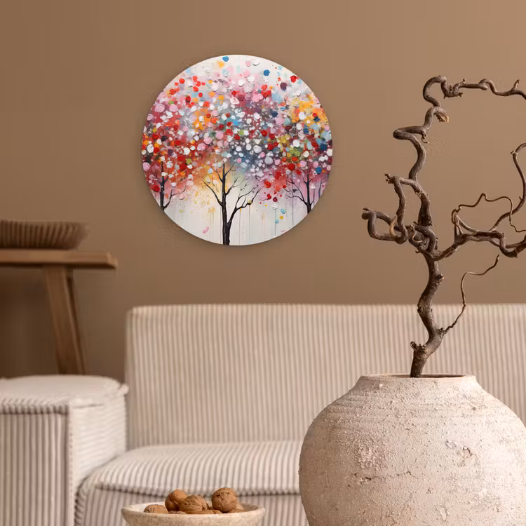 Kunst - Bomen - Natuur - Acryl Wandcirkel kunststof plaat 5mm dik klein -sfeer1