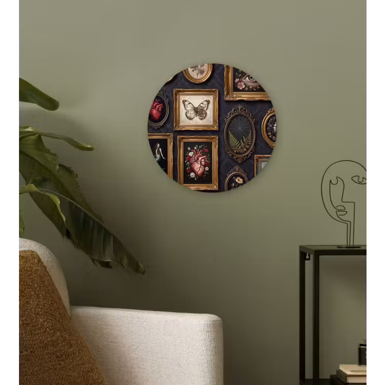 Kunst - Collectie - Vintage - Klassiek - Donker Wandcirkel kunststof plaat 5mm dik klein -sfeer3