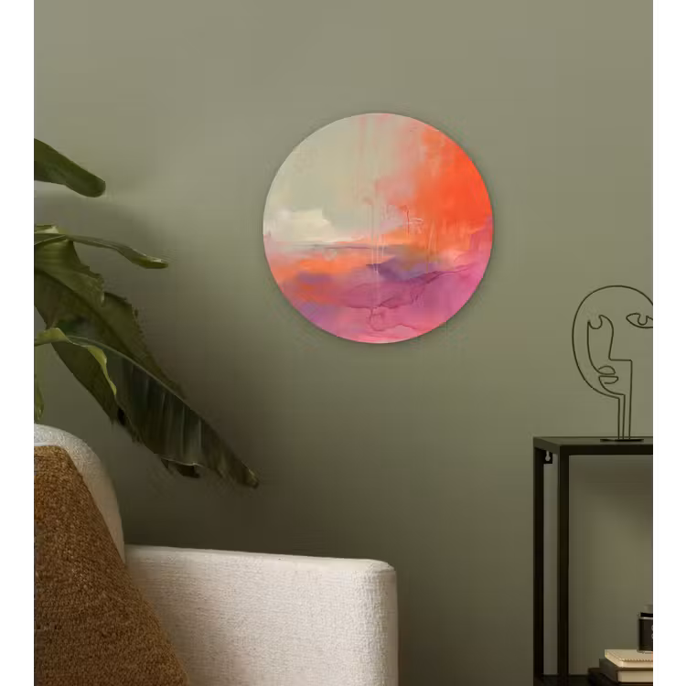 Kunst - Vloeiend - Overgangen - Oranje Wandcirkel kunststof plaat 5mm dik klein -sfeer3