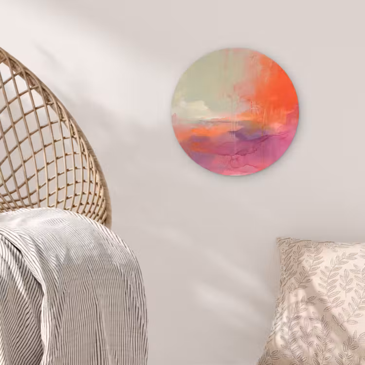 Kunst - Vloeiend - Overgangen - Oranje Wandcirkel kunststof plaat 5mm dik klein -sfeer5