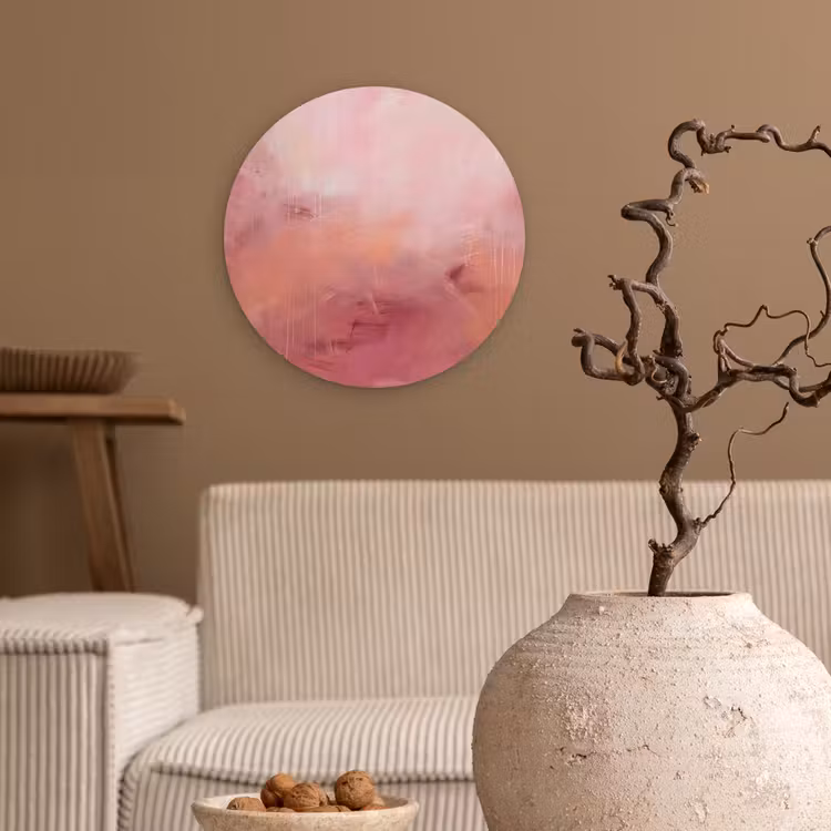 Kunst - Vloeiend - Pastel - Abstract Wandcirkel kunststof plaat 5mm dik klein -sfeer1
