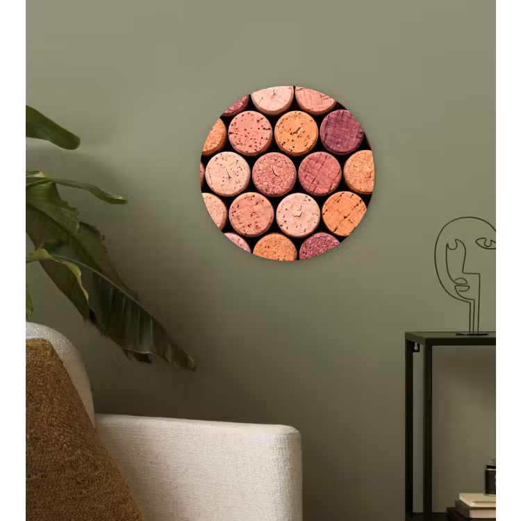 Kurk - Patroon - Abstract - Modern - Rood Wandcirkel kunststof plaat 5mm dik klein -sfeer3
