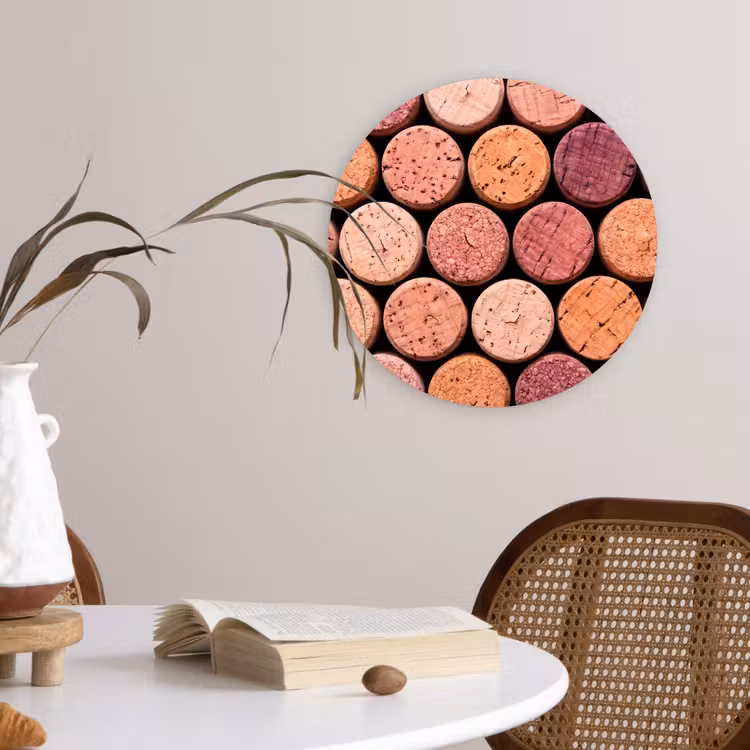 Kurk - Patroon - Abstract - Modern - Rood Wandcirkel kunststof plaat 5mm dik klein -sfeer4