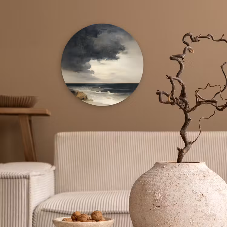 Kust - Golven - Rots - Storm Wandcirkel kunststof plaat 5mm dik klein -sfeer1