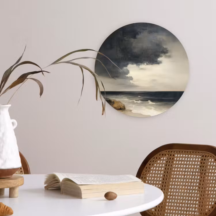 Kust - Golven - Rots - Storm Wandcirkel kunststof plaat 5mm dik klein -sfeer4