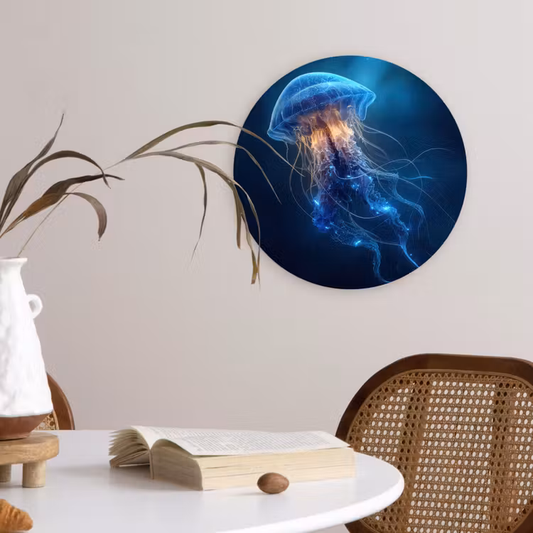 Kwal - Lichtgevend - Tentakels - Blauw Wandcirkel kunststof plaat 5mm dik klein -sfeer4
