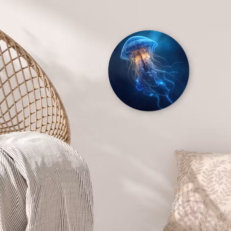 Kwal - Lichtgevend - Tentakels - Blauw Wandcirkel kunststof plaat 5mm dik klein -sfeer5