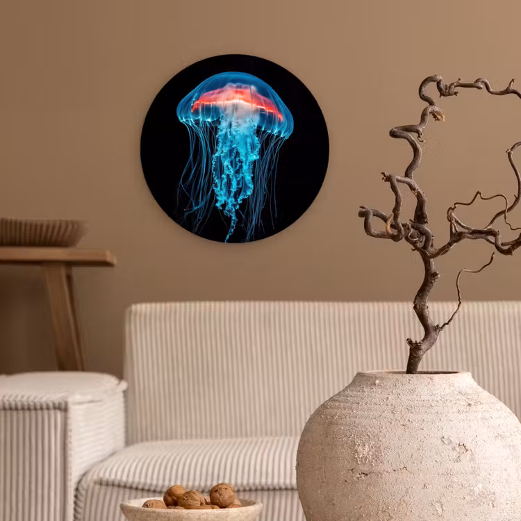 Kwal - Tentakels - Blauw - Licht Wandcirkel kunststof plaat 5mm dik klein -sfeer1