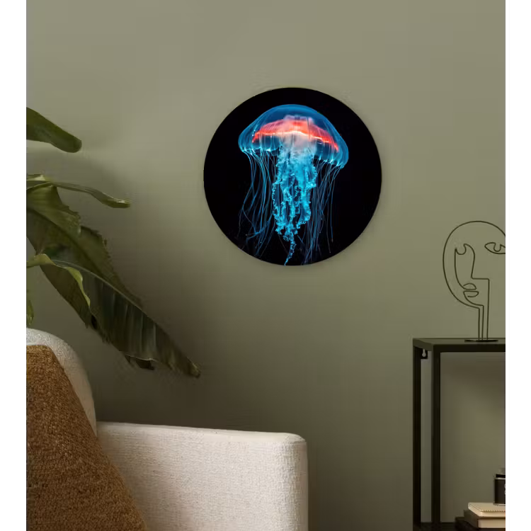 Kwal - Tentakels - Blauw - Licht Wandcirkel kunststof plaat 5mm dik klein -sfeer3