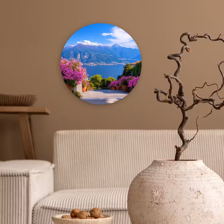 Lake Como - Italië - Landschap Wandcirkel kunststof plaat 5mm dik klein -sfeer1
