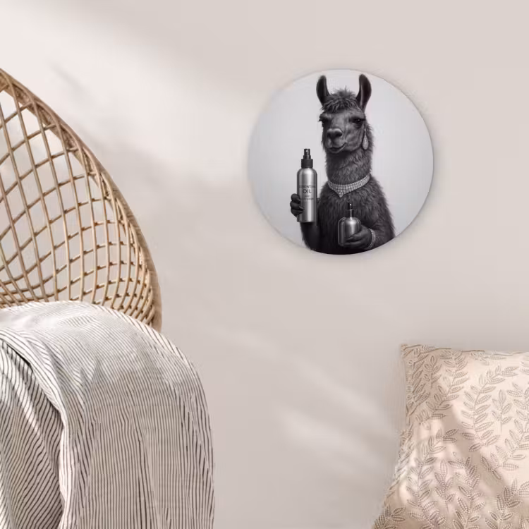 Lama - Flessen - Zwart - Wit Wandcirkel kunststof plaat 5mm dik klein -sfeer5
