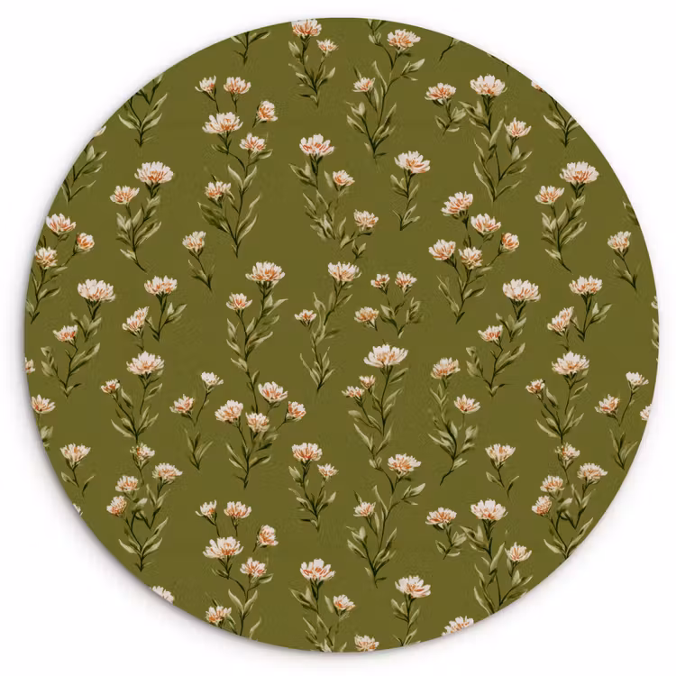 Landelijk - Bloemen - Groen Wandcirkel kunststof plaat 5mm dik klein 188 -3d