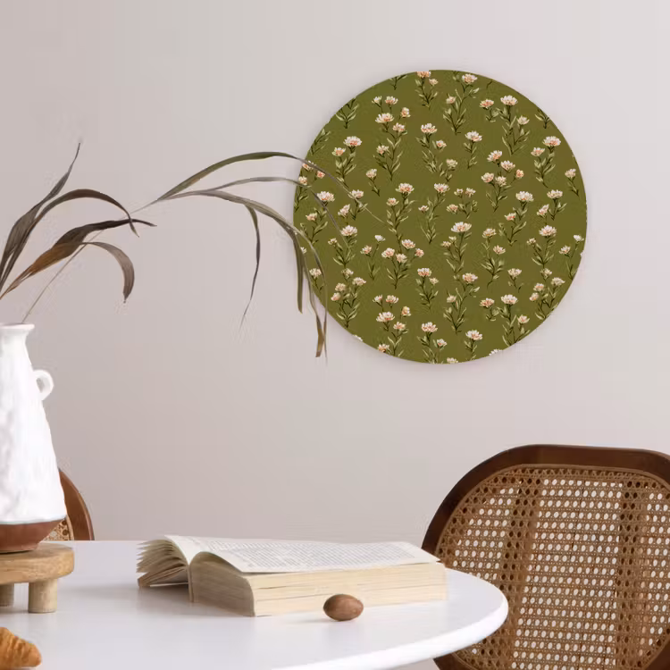 Landelijk - Bloemen - Groen Wandcirkel kunststof plaat 5mm dik klein 188 -sfeer4