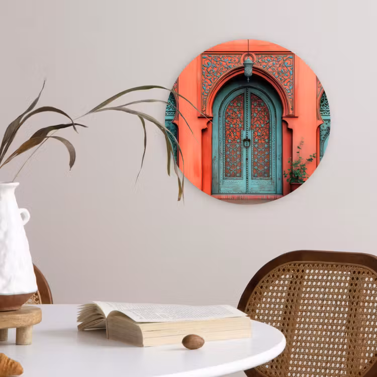 Lantaarn - Deur - Turquoise Wandcirkel kunststof plaat 5mm dik klein -sfeer4