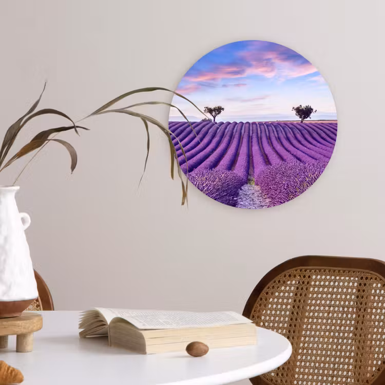 Lavendel - Natuur - Paars - Bomen - Bloemen Wandcirkel kunststof plaat 5mm dik klein -sfeer4