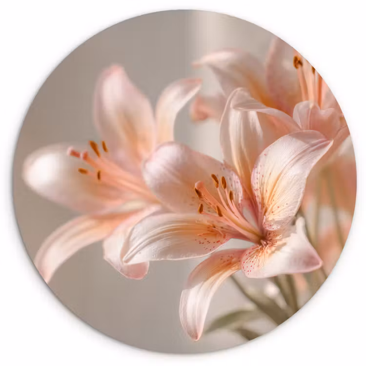 Lelies - Meeldraden - Roze - Wazig Wandcirkel kunststof plaat 5mm dik klein -3d