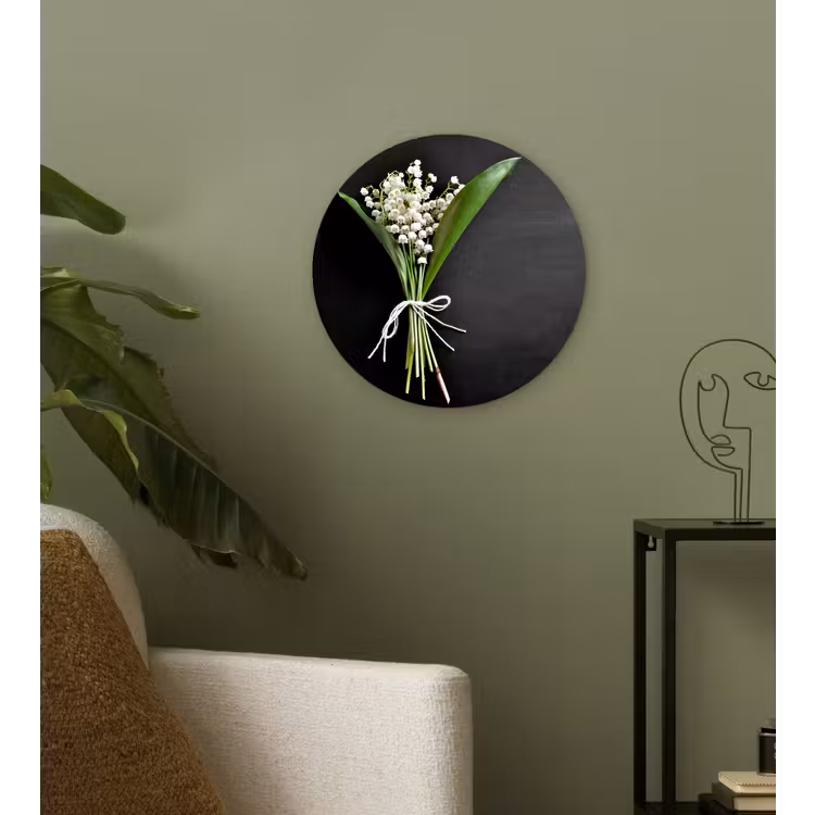 Lelietjes van dalen - Bloemen - Stilleven - Flora Wandcirkel kunststof plaat 5mm dik klein -sfeer3