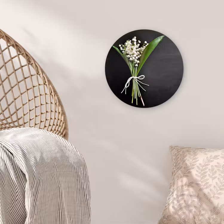 Lelietjes van dalen - Bloemen - Stilleven - Flora Wandcirkel kunststof plaat 5mm dik klein -sfeer5
