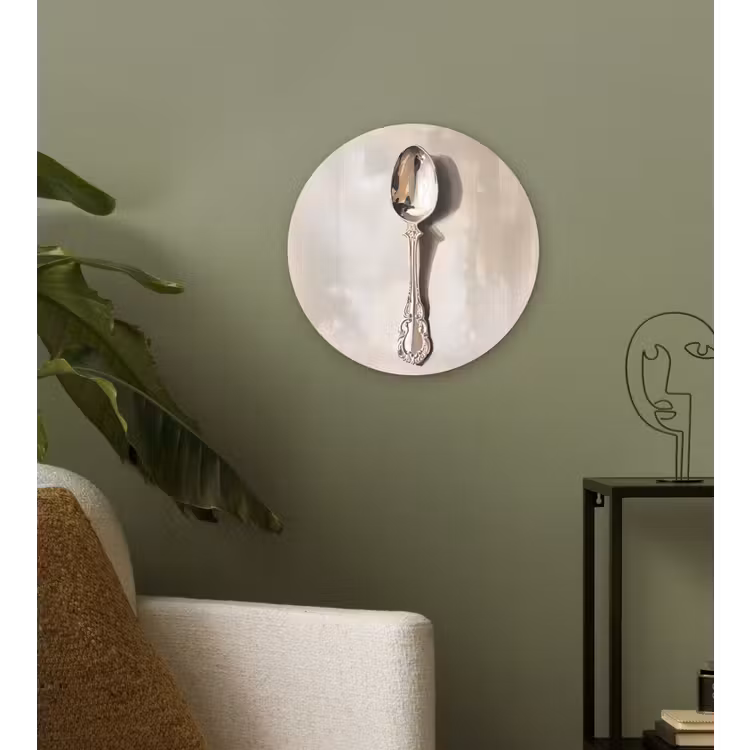 Lepel - Verf - Zilver Wandcirkel kunststof plaat 5mm dik klein -sfeer3