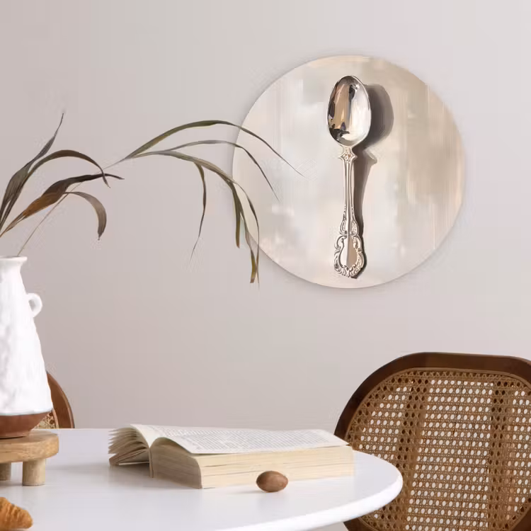 Lepel - Verf - Zilver Wandcirkel kunststof plaat 5mm dik klein -sfeer4