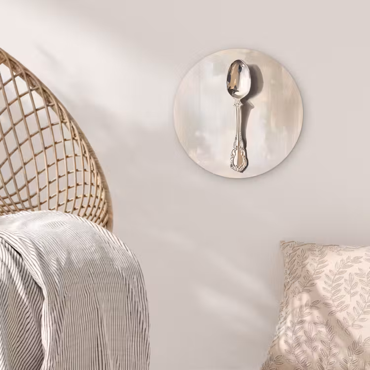 Lepel - Verf - Zilver Wandcirkel kunststof plaat 5mm dik klein -sfeer5