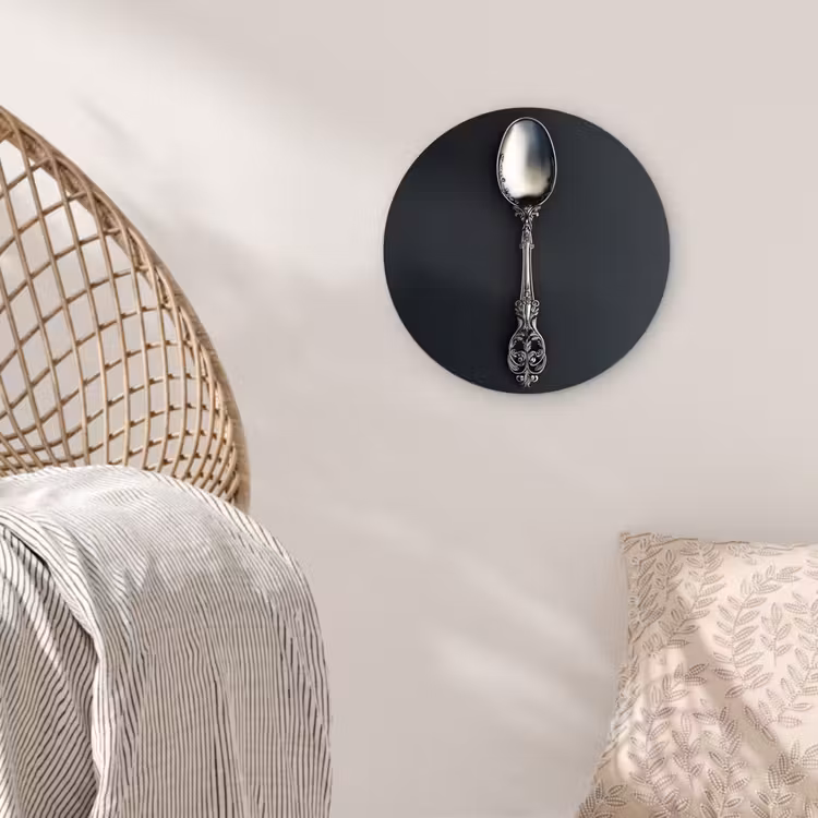 Lepel - Zilver - Metaal Wandcirkel kunststof plaat 5mm dik klein -sfeer5