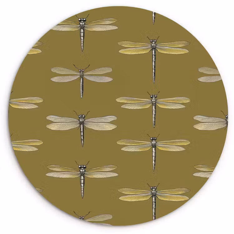 Libellen - Patroon - Groen Wandcirkel kunststof plaat 5mm dik klein 188 -3d
