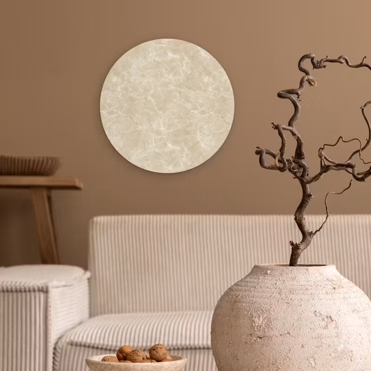 Lichtbeige - Marmer - Diffusie adering Wandcirkel kunststof plaat 5mm dik klein 188 -sfeer1