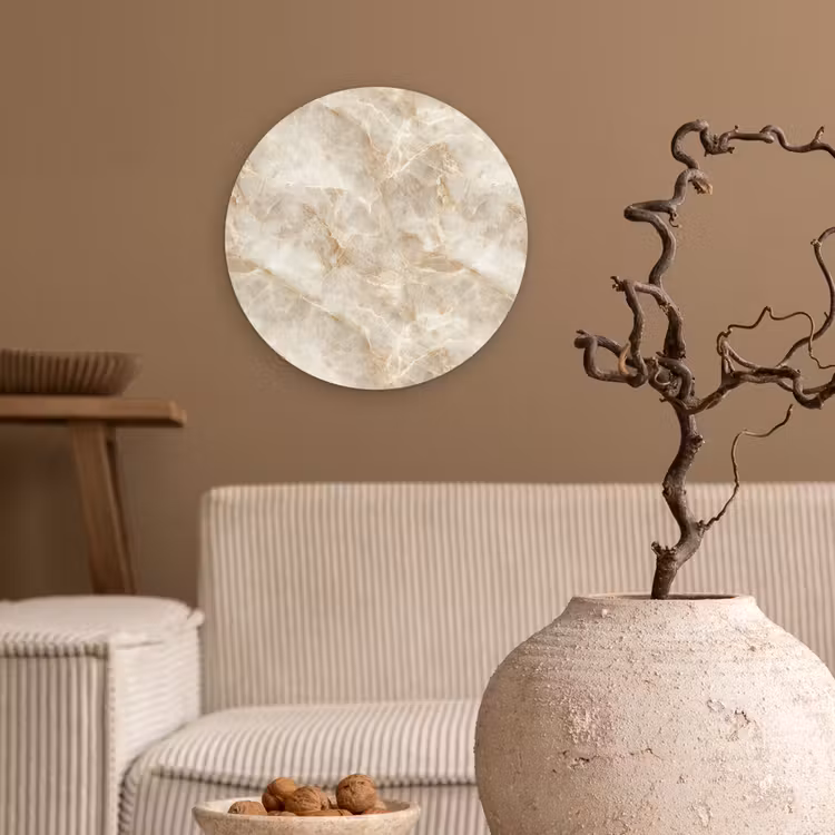 Lichtbeige - Onyx - Subtiel Wandcirkel kunststof plaat 5mm dik klein 188 -sfeer1