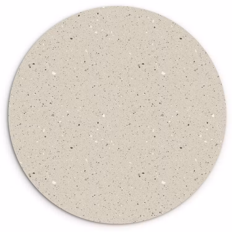 Lichtbeige - Terrazzo - Grijs Wandcirkel kunststof plaat 5mm dik klein 188 -3d