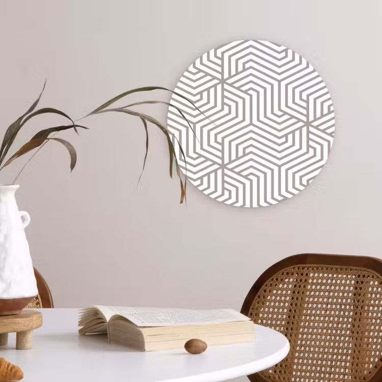 Lijn - Design - Geometrie - Patroon Wandcirkel kunststof plaat 5mm dik klein 188 -sfeer4