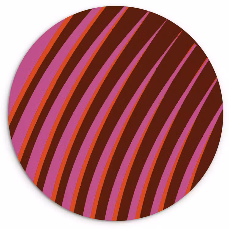 Lijnen - Rood - Beweging Wandcirkel kunststof plaat 5mm dik klein -3d