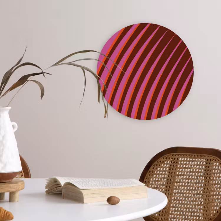 Lijnen - Rood - Beweging Wandcirkel kunststof plaat 5mm dik klein -sfeer4
