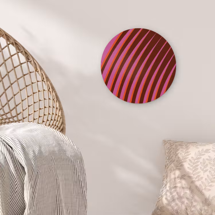Lijnen - Rood - Beweging Wandcirkel kunststof plaat 5mm dik klein -sfeer5