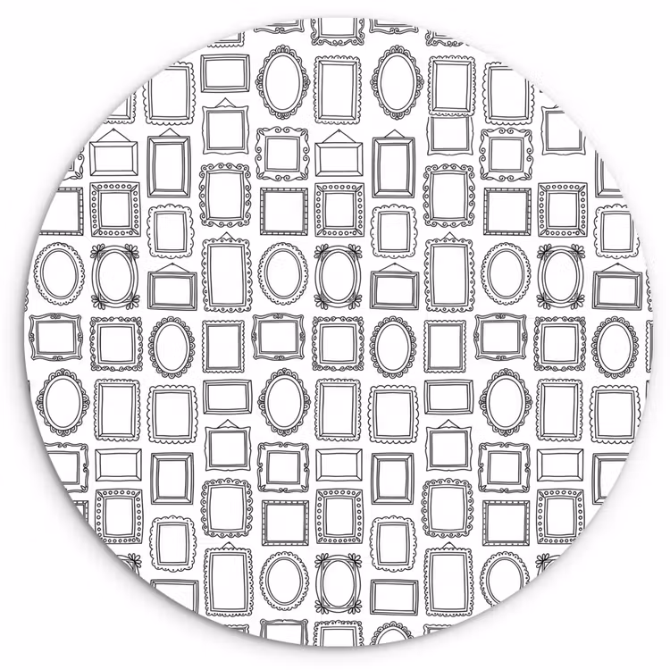 Lijsten - Patroon - Decoratie - Schets - Zwart-wit Wandcirkel kunststof plaat 5mm dik klein -3d