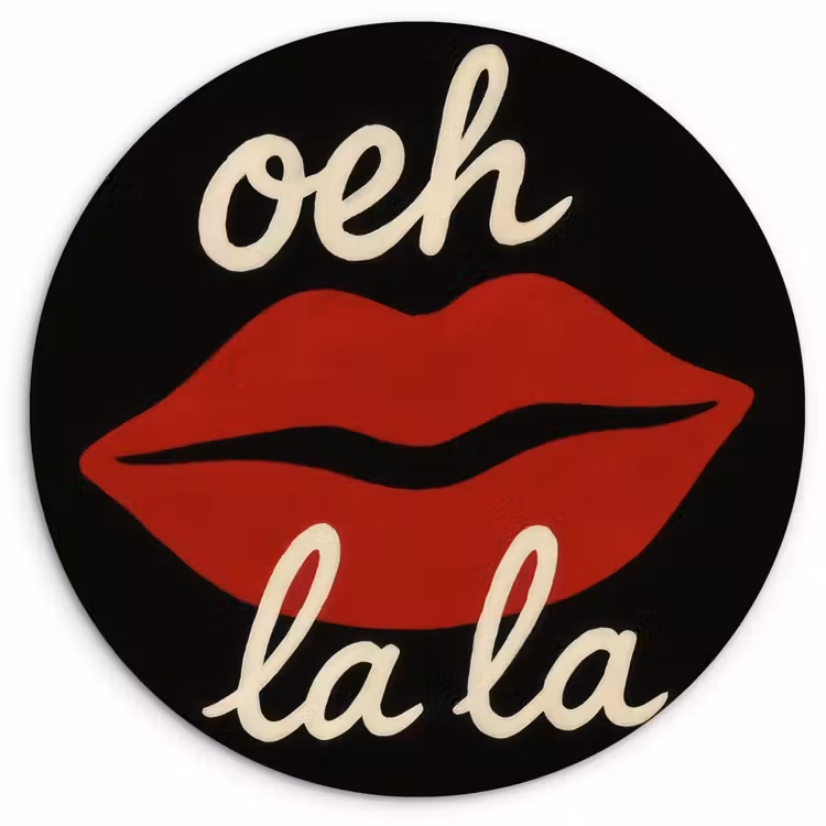 Lip - Rood - Quote Wandcirkel kunststof plaat 5mm dik klein -3d