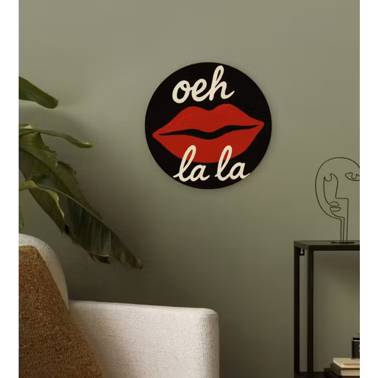 Lip - Rood - Quote Wandcirkel kunststof plaat 5mm dik klein -sfeer3