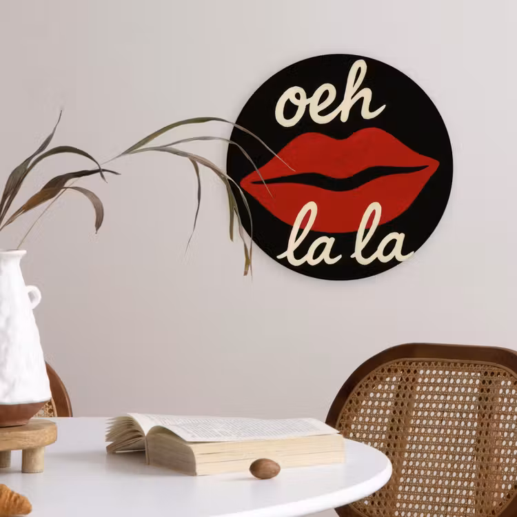 Lip - Rood - Quote Wandcirkel kunststof plaat 5mm dik klein -sfeer4